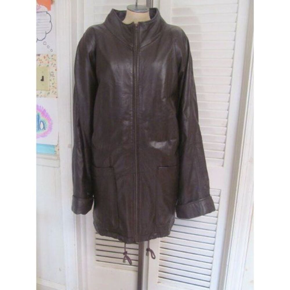 SPIEGEL Vintage Brown Leather Heavy Winter Jacket Coat 3X 24W AMAZING